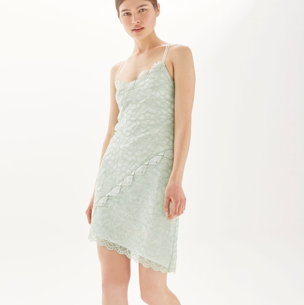 Topshop Assymetrical Lace Trim Dress